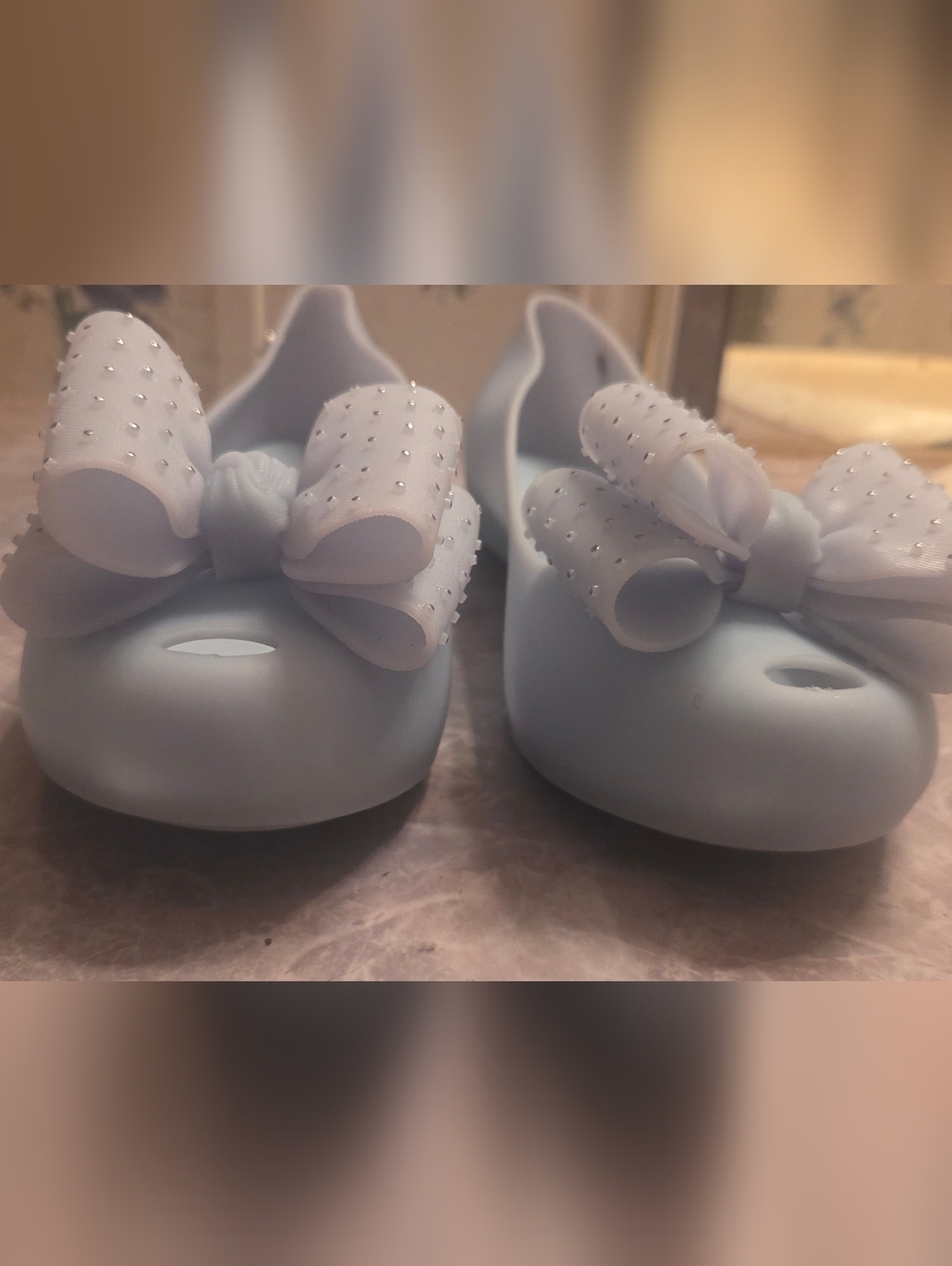 Melissa Pale Blue Bow Jelly Flats - Picture 2 of 6